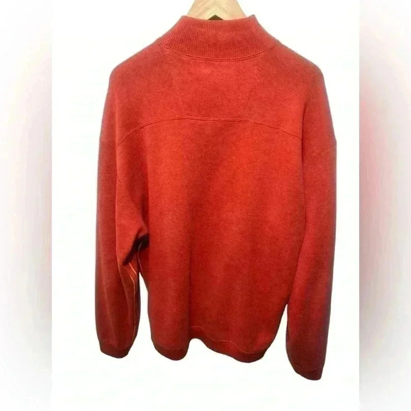 Tommy Bahama Sweater Mens L Orange Heather 1/4 Zip Pullover Reversible Brown - Picture 2 of 9